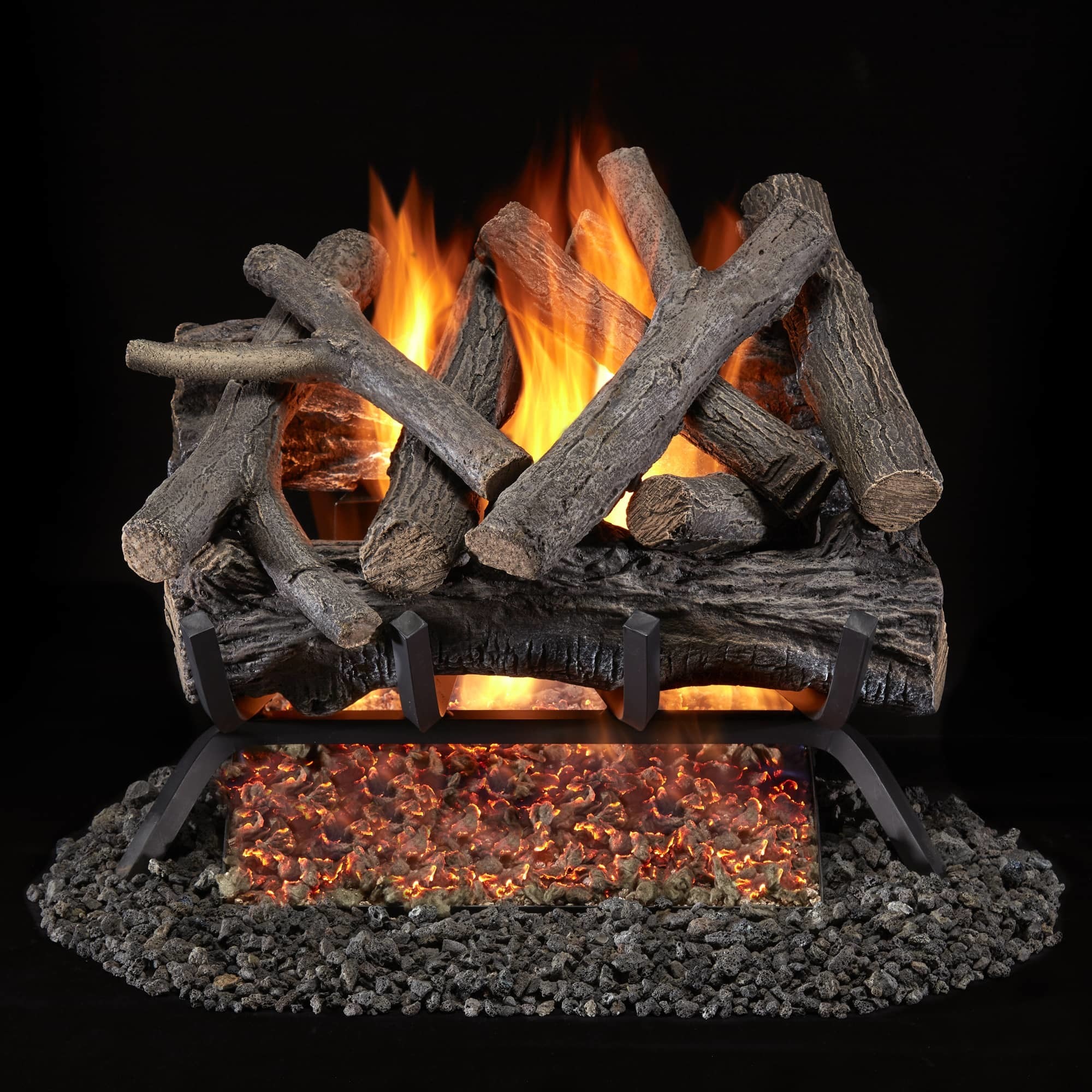 Bluegrass Living, Vented NG Gas Fireplace Log Set - 18in. Rustic O, Heat Output 45000 Btu/hour, Heating Capability 1500 ft², Model# BVL18-3